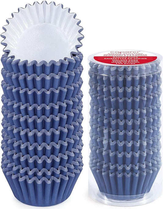 Caperci Grease-Resistant Standard Cupcake Liners 150 Counts - Heavy Duty Paper Muffin Baking Cups, Odorless, No Muffin Pan Needed, Easily Peels (Navy Blue)