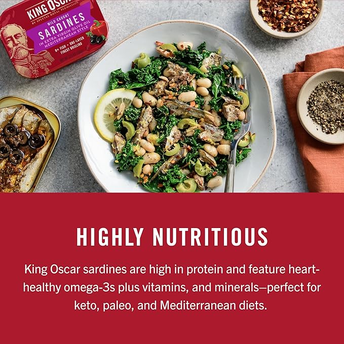 King Oscar Premium Sardines in Zesty Tomato Sauce, 3.75 Ounce Cans (Pack of 12), Wild Caught Canned