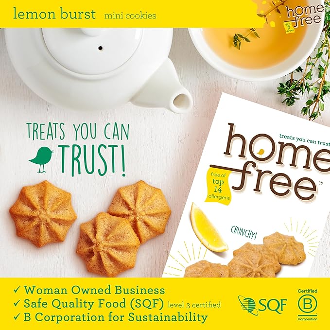 Homefree Treats You Can Trust Gluten Free Mini Cookies, Lemon Burst, 5 Ounce (pack of 6)