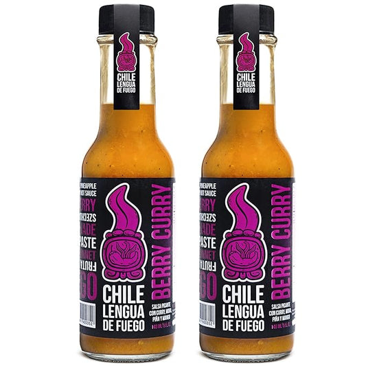 Hot Sauce | Chile Lengua de Fuego (Pack of 2, Berry Curry) – Medium Heat Fruit & Curry Sauce with
