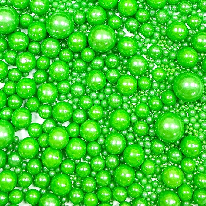 Sprinkles Edible Christmas Green Pearl Sugar Sprinkles Candy 142g/5.01oz Mix Size Christmas Green Pearls Baking Cupcake Toppers Cookie Decorations for Wedding Parties Valentines Day Christmas