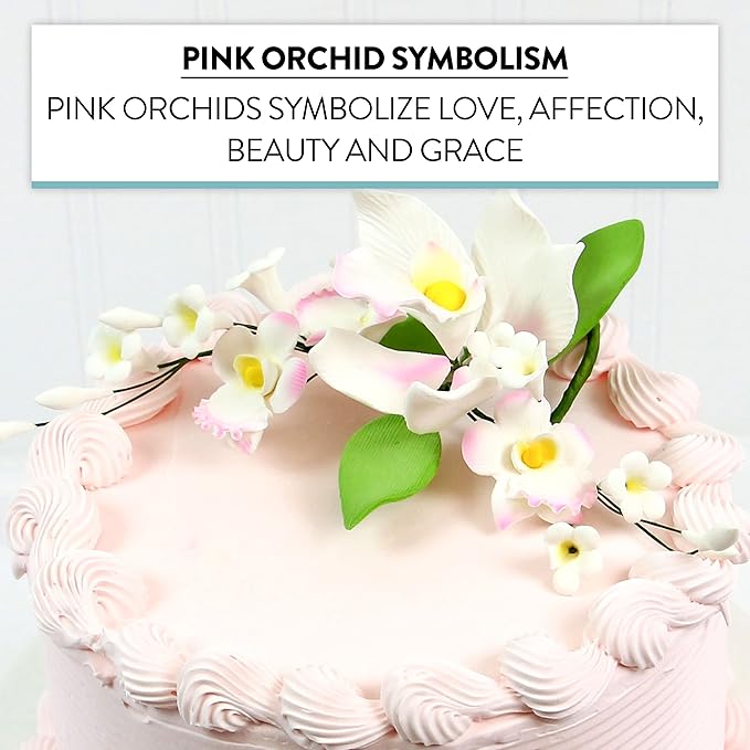 Global Sugar Art Cymbidium Orchid Spray Sugar Cake Flower, Pink, 1 Count by Chef Alan Tetreault