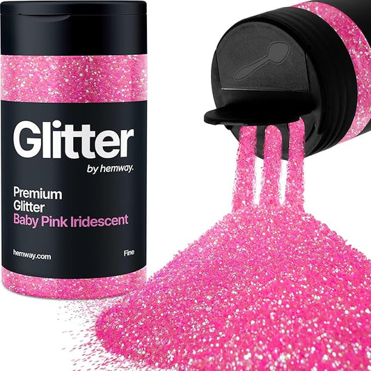 Hemway Premium Glitter Shaker - Baby Pink Iridescent | 130g Fine Metallic Flake Sequins for Resin & Epoxy Crafts | Craft Supplies for Tumblers, Festival, Art
