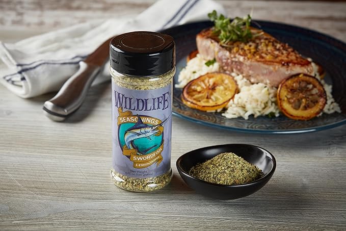 Wildlife Seasonings Swordfish Lemon Pepper ??Zesty Grilling & Dry Rub Seasoning for Seafood, Meat, & Vegetables ??Perfect Steak Marinade & Stuffing Seasoning ??Bold Citrus & Pepper Blend