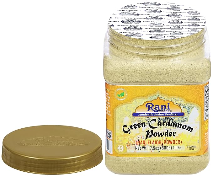 Rani Green Cardamom Pods Powder, Ground with Green Husks (Hari Elachi) 17.5oz (1.1lbs) 500g PET Jar ~ All Natural | Vegan | Gluten Friendly | NON-GMO | Kosher | Product of India