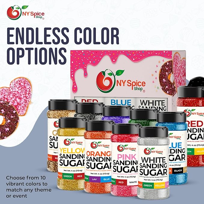 NY Spice Shop White Sanding Sugar - 4 Ounce Sweet Colorful Edible Sprinkles For Candy Dish - Sugar Sprinkles For Cake Decorating Basket & Dishes