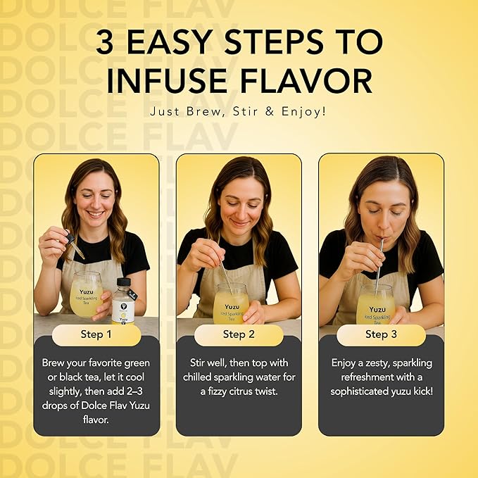 Dolce Flav Natural Yuzu Flavoring ??Bright, Citrusy Japanese Lemon-Grapefruit Taste | 2 oz Extract for Baking, Beverages & Desserts | Graduated Dropper Included | Water-Soluble & Kosher | Made in USA