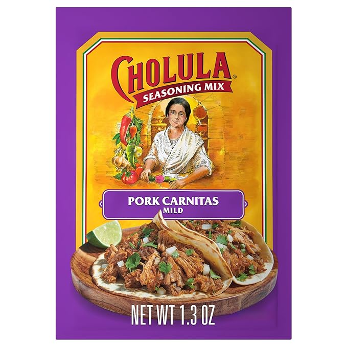 Cholula Seasoning Mix, Pork Carnitas, Mild Heat, For Tamales, Pulled Pork Tacos, Burrito Bowls, Dips and More, 1.3 oz (Pack of 12)