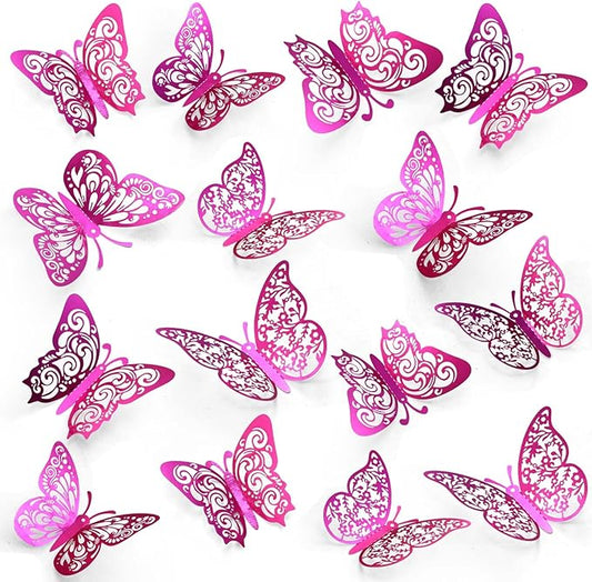 72 Pcs Butterfly Decorations, 3 Sizes 3 Styles, 3D Butterfly Wall Decor, Butterfly Party Decorations, Birthday Decorations, Butterflies for Crafts, Cake Decorating, Wall Stickers Room Decor(Purple)