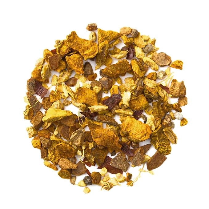 Heavenly Tea Leaves Organic Turmeric Chili Chai, Loose Leaf Herbal Tea, 4 oz. (Approx. 50 Cups of Tea) - Naturally Caffeine Free, Soothes Sore Throat, Fights Inflammation, Immunity