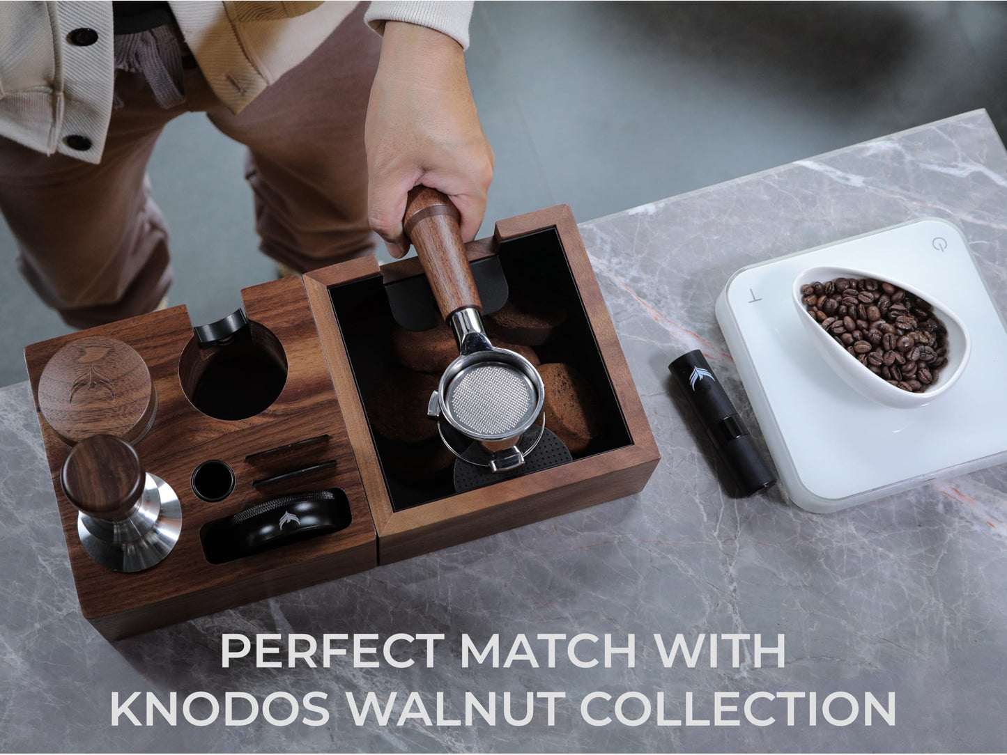 KNODOS Walnut Espresso Tamping Station 54mm for Breville – Coffee Accessories Organizer Tamper