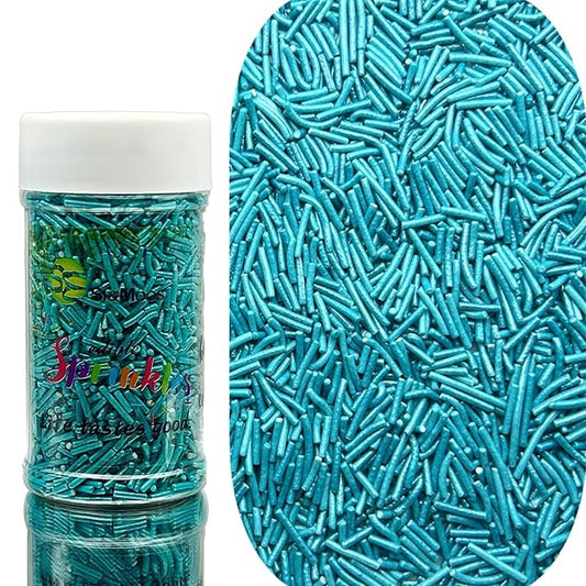 SE Si&Moos Teal Jimmies Sprinkles Teal Sprinkles for Cake Decorating Edible Crunchy Jimmies for Topping Ice Cream, Cookies, Cakes, Cupcakes, Dessert Decorating 3 OZ