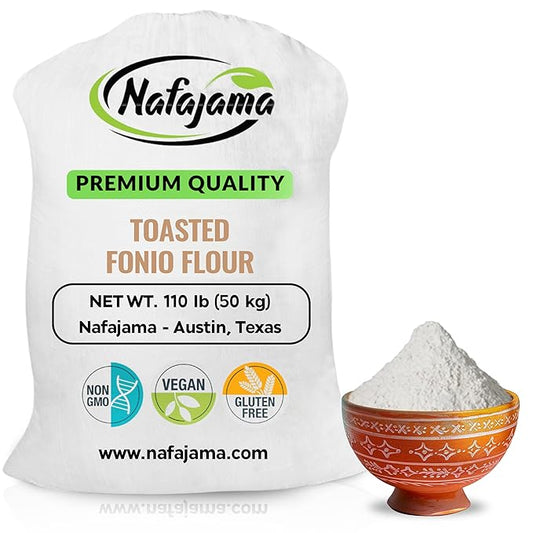 Nafajama Premium Gluten-Free Toasted Fonio Flour | Ancient African Superfood | All-Natural, Non-GMO, Vegan, High-Fiber (1 Bag of 110 lb / 50 KG)