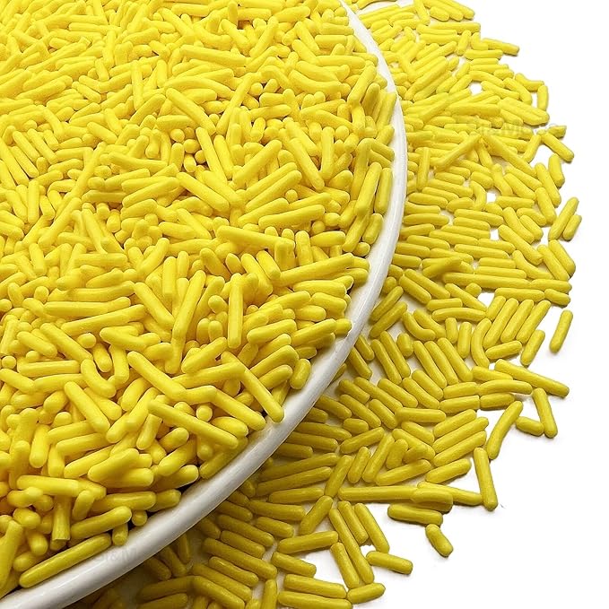 SE Si&Moos Yellow Sprinkles Edible Yellow Jimmies Soft Jimmy Sprinkles Halloween Cake Decorations Christmas Cookie Decorations for Cake Decorating, Ice Cream Toppings & Baking 2.75 OZ