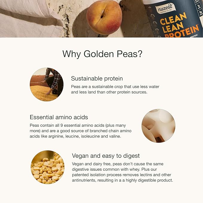 Nuzest - Pea Protein Powder - Clean Lean Protein, Premium Vegan Plant Based Protein Powder, Dairy Free, Gluten Free, GMO Free, Naturally Sweetened Protein Shake, Smooth Vanilla, 1 Serving, 0.9 oz