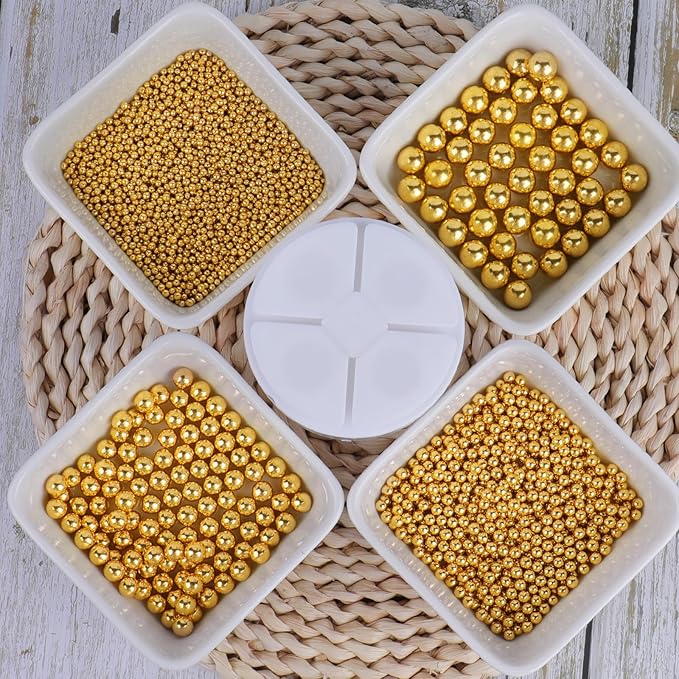Sprinkles for Cake Decorating, Deluxe Gold Pearl Sprinkles 4 Sizes Mix for Cookie Baking Donuts Ice Cream Cake Cupcake Toppings