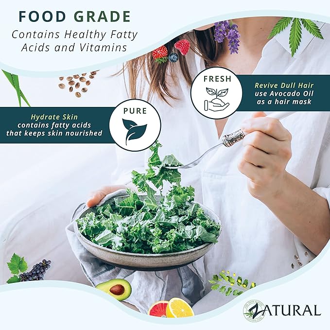 Zatural 100% Avocado Oil Pure Natural without Additives, Clean, Cold Pressed, Non-GMO, Vegan: For Cooking, Frying, Baking and for Sauces, Dressings, Marinades, Salads (16 Ounce)