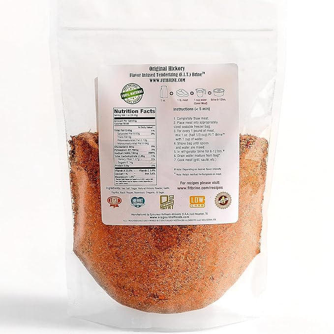 FIT Brine - Original Hickory, 16oz | Premium Meat Tenderizer & Seasoning | Adds Smoky Flavor & Juicy Texture | All-Natural, Easy-to-Use for Beef, Chicken, Pork, Salmon & More! Quality Made in Texas.