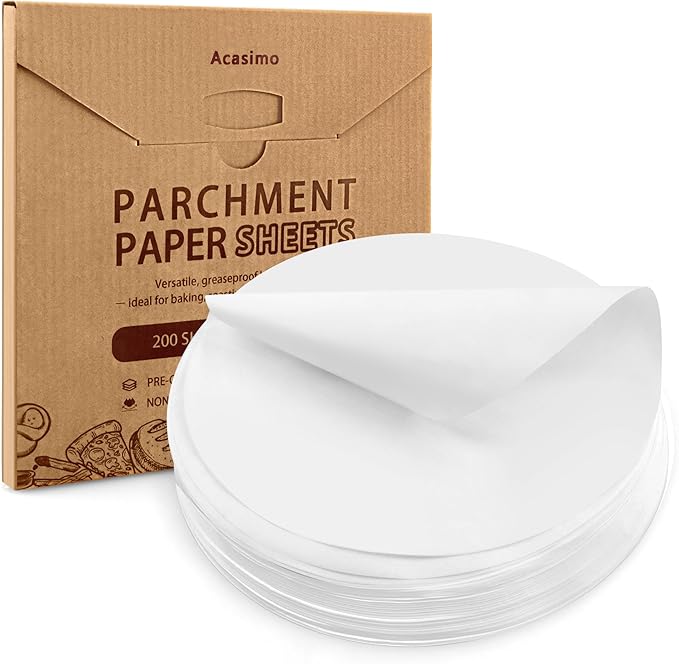 200Pcs Parchment Paper Rounds, 10 Inch Baking Parchment Circles, Precut Baking Sheets Round, Burger Patty Paper Liners for Tortilla Press, Cake Pan, Air Fryer, Springform Pan, Pizza Pan, Cake Cookie