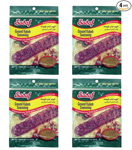 Sadaf Meat Kabob Seasoning 4 x 1 oz - Middle eastern and mediterranean kabob spices and seasonings mix (Pack of 4)