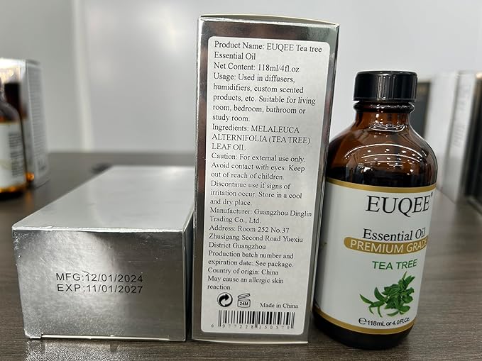 Tea Tree Essential Oil 4Fl.Oz Pure Tea Tree Oil with Glass Dropper for Aromatherapy, Diffuser, Soap Making, DIY Soap - 118ml