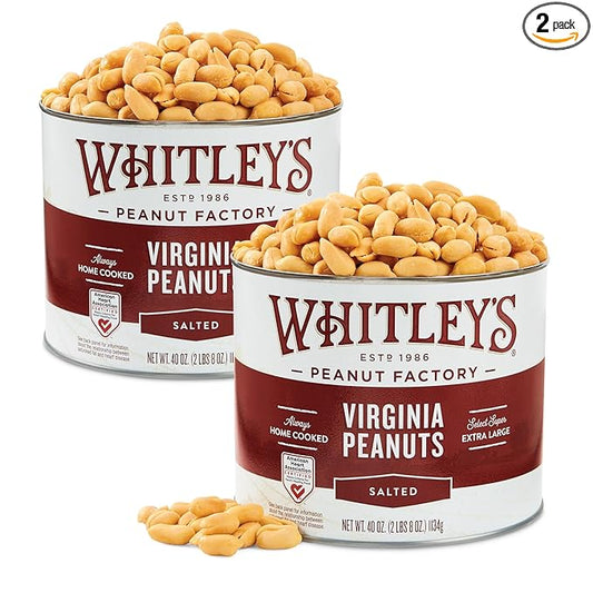 Whitley?셲 Salted Virginia Peanuts ??Super Extra Large 'Home Cooked' Virginia Peanuts (2 x 40 Ounce Tin)