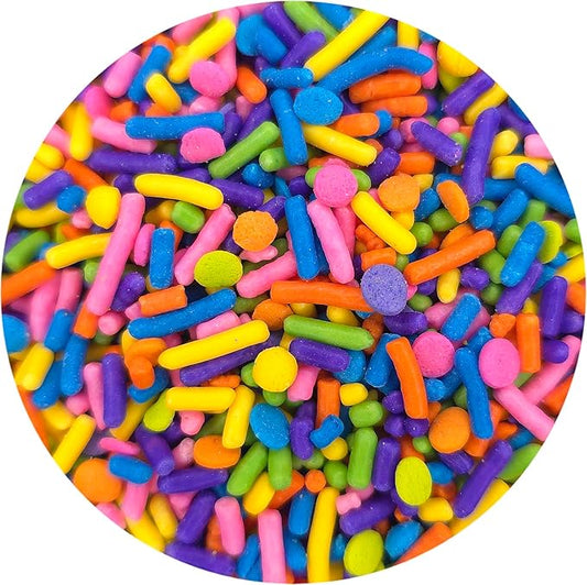 NCS Neon Color Jimmies and Sequin Edible Sprinkles, 8 ounces - Great for Cupcakes, Cookies, Cakes, Cakes Pops, Donuts