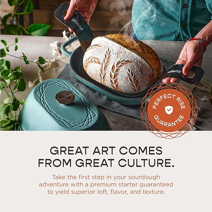 Dual-Flour Organic Sourdough Starter Culture - Fast-Activating Dehydrated Chips with Natural Wild Bread Yeast - Non-GMO Flour Sourdough Bread Starter - Ideal for Homemade Artisan Bread & Baking Beginner