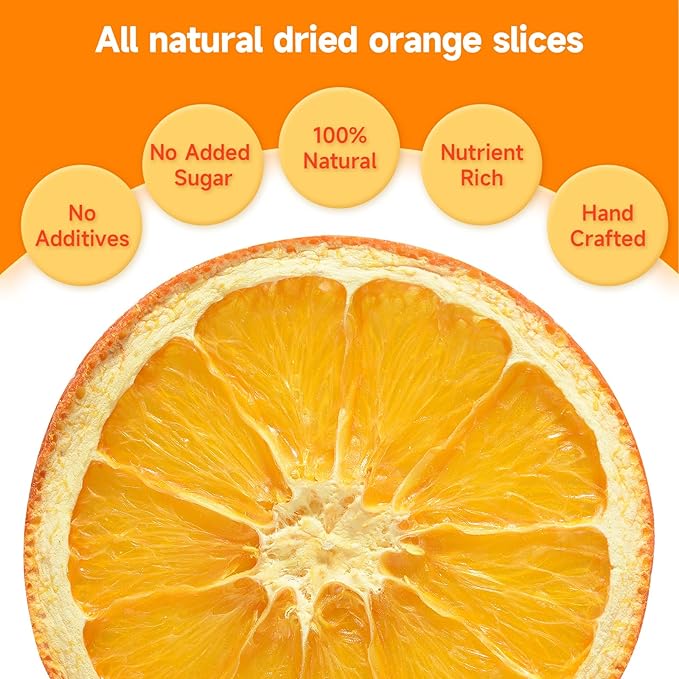 Dried Orange Slices,3oz/85g,Dehydrated Orange Slices For Cocktails,100% Natural Fruit No Additives No Sugar Added, Dried Oranges For Cocktails,Cakes, Crafts, Garland ,Healthy Snacks, Simmer Pot, Mandarin Decoration Wheels,Fruit Tea