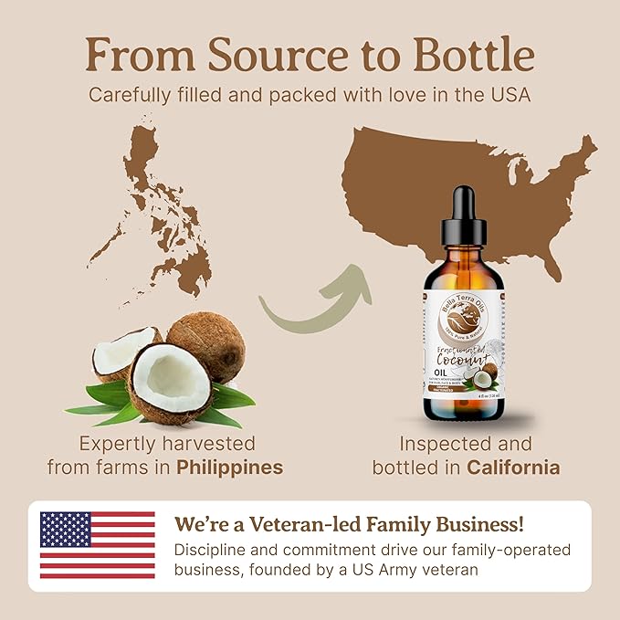 Bella Terra Oils - Organic Fractionated Coconut Oil 8oz - Celebrate the Coconut?셲 Liquid Gold, Infused with Antioxidants & Vitamins, A Precious Body Moisturizer