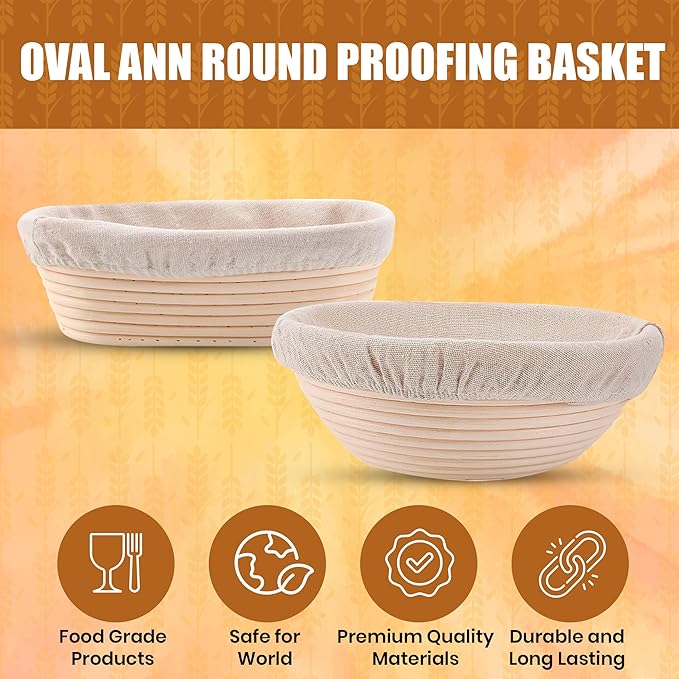 Bread Proofing Basket Set Sourdough Proofing Basket Round oval Proofing Bowls (Proofin basket 11PCS),sourdough bread baking supplies proofing baskets,banneton proofing basket 9.5" & 9"