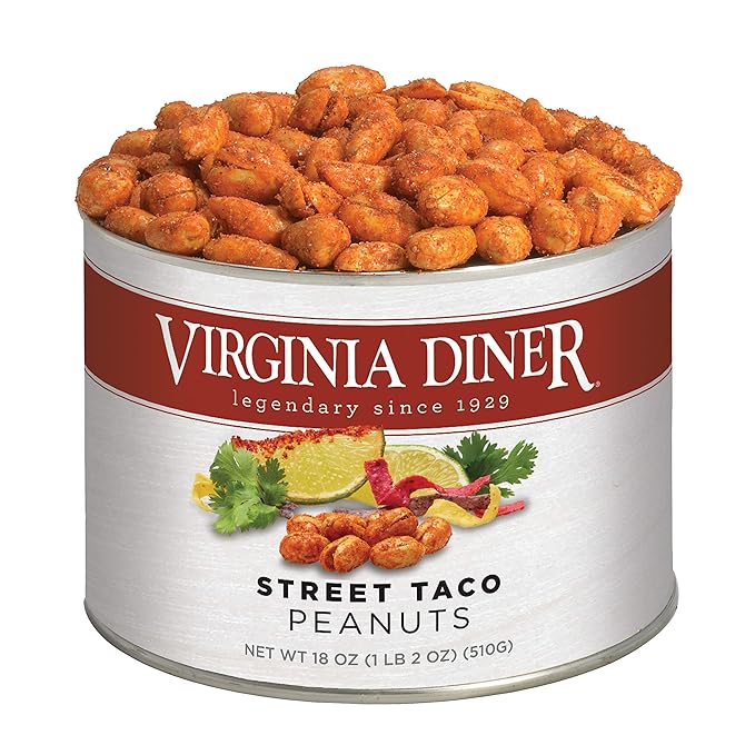 Virginia Diner Flavored Peanuts: Gourmet Street Taco Seasoning, Virginia Nuts, 18 Ounce Tin