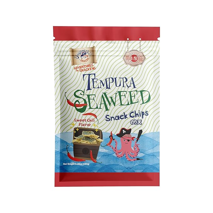 Japanese Tempura Seaweed Chips, Noriten ??Sweet Chili Flavor | 5.29oz | Made in Japan by Swashbuckle Snacks