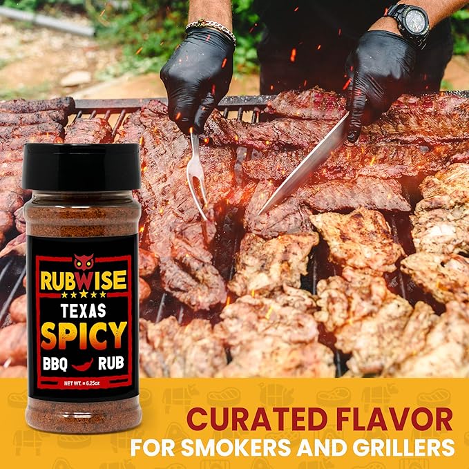 Spicy BBQ Rub by RubWise, Texas Style Brisket Rub All Natural Dry BBQ Rub for Smoking & Grilling, No MSG, 6.25oz