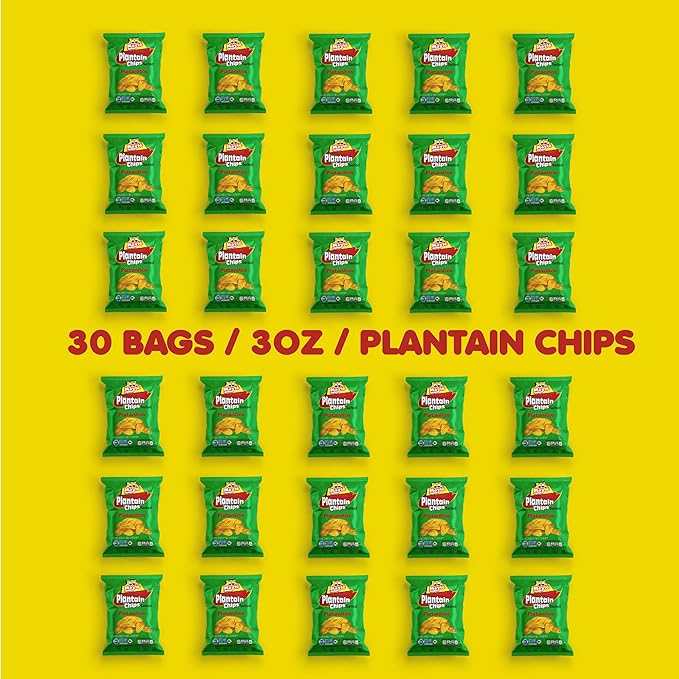 Mayté Lightly Salted Plantain Chips – 30 Individual Packs (3oz Each) – Crunchy, Savory, Healthy Snacks Made from Real Plantains – Non-GMO, Gluten-Free, Kosher – No Preservatives or Artificial Colors