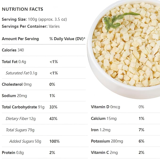 Premium Dehydration Apple Dices 10.6oz (300g) - 100% Dried Apple Slices, No Sugar Added, Crunchy Snack for Yogurt, Baking, Cereal & Recipes