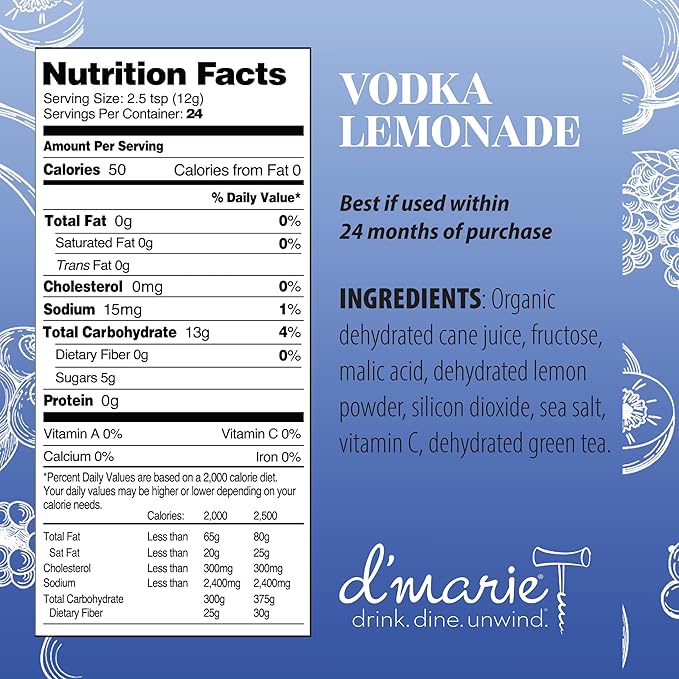Frozen Cocktail Drink Mix - Makes 10 Slushies - Vodka Lemonade Drink Powder Pouches for Alcohol - All Natural Low Sugar Mixer, No Blender Needed