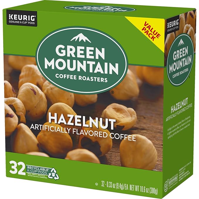 Green Mountain Coffee Roasters Hazelnut Keurig Single-Serve K-Cup Pods, Light Roast Coffee, 32 Count