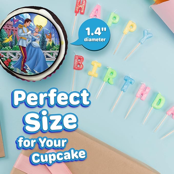 30 x Edible Cupcake Toppers Themed of Fairytale Princess Collection of Edible Cake Decorations | Uncut Edible on Icing Sheet