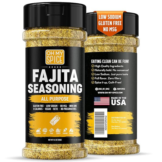 Fajita Seasoning Mix All Purpose Seasoning - Gluten Free & Low Sodium Mexican Seasonings Blend for Meat, Vegetables, Steak & Chicken. Taco Mix Spice. Everything Fajitas Seasonings Mix Spices. 4.6oz