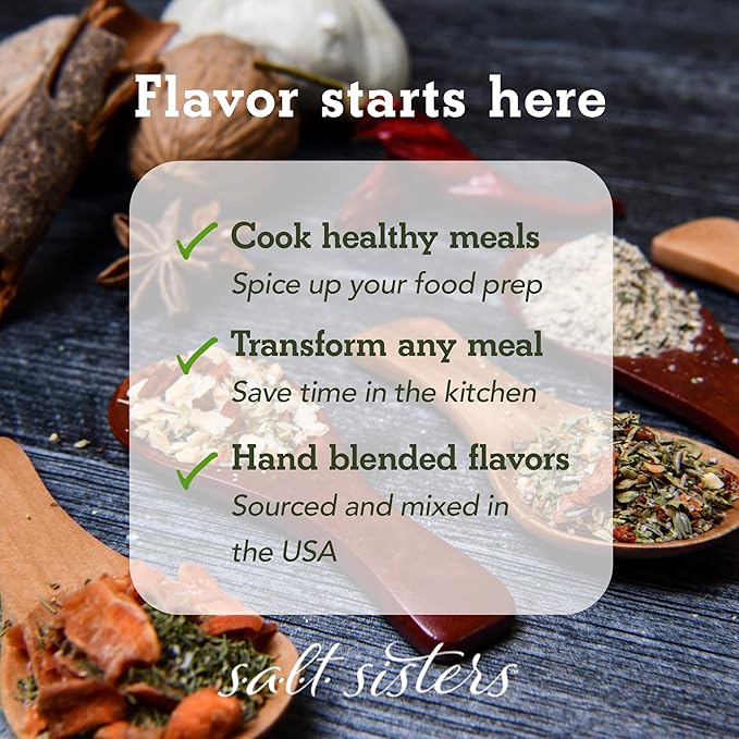 s.a.l.t. sisters Steakhouse Seasoning | All-Natural, Gluten Free, MSG Free, Non-GMO | Dried Citrus, Herbs & Salt Seasoning | Versatile Use for Meat, Fish, Vegetables, and More | 8oz