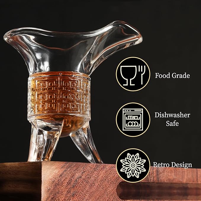 Soju Tequila Shot Glasses (Set of 4) – Retro Emperor Style Shot Glass - Soju Whiskey Tequila Baijiu - Perfect for Parties, Bars, Events, Home Bar