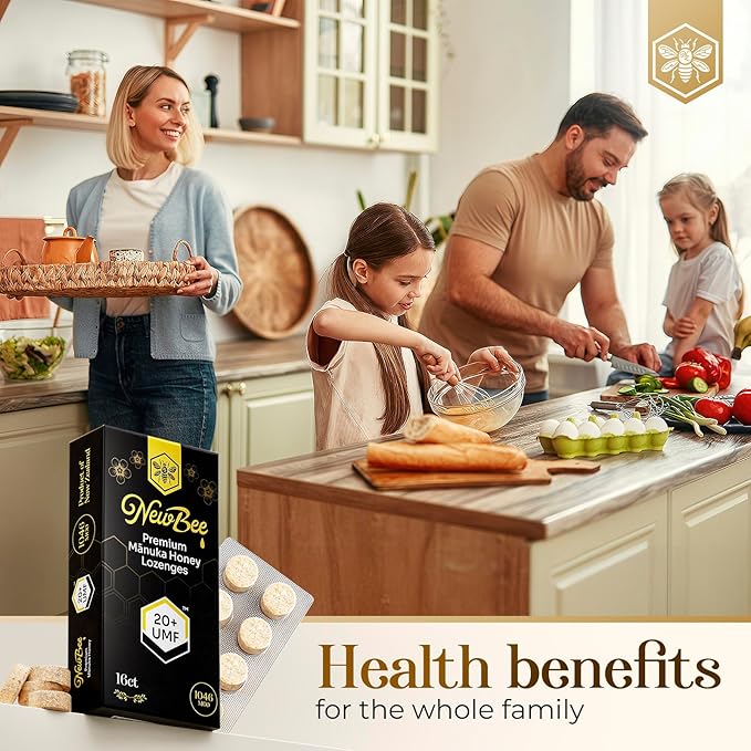 Manuka Honey Lozenges, 16 Count Made W/UMF 20+, MGO 1046 New Zealand Manuka Honey, UMF Certified, Monofloral, Traceable from Hive to Hand