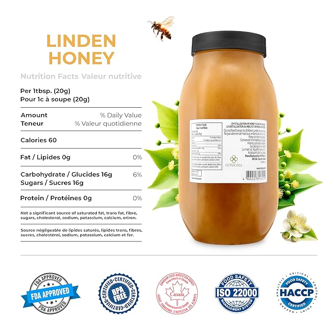 HONIGMA® Marma Linden Honey | Authentic Raw Honey from Ukraine | 100% Pure, Unpasteurized & Fully Crystallized | 1000g/35.2oz | Naturally Solid Texture | Pack of 2