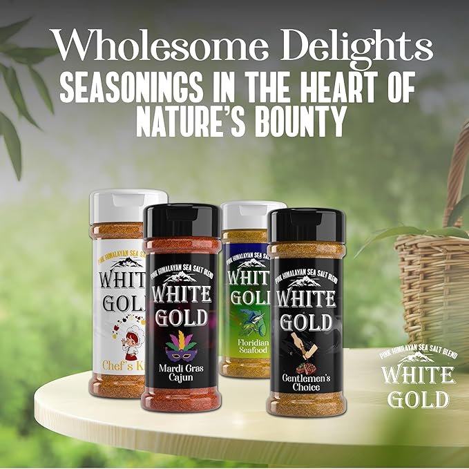 White Gold Floridian Seafood Seasoning - Fish seasoning with Pink Himalayan Sea Salt - Perfect Gourmet Spice blend, Natural Ingredients, Gluten-Free, Vegan, Keto Friendly - Elevates Any Dish for Culinary Excellence