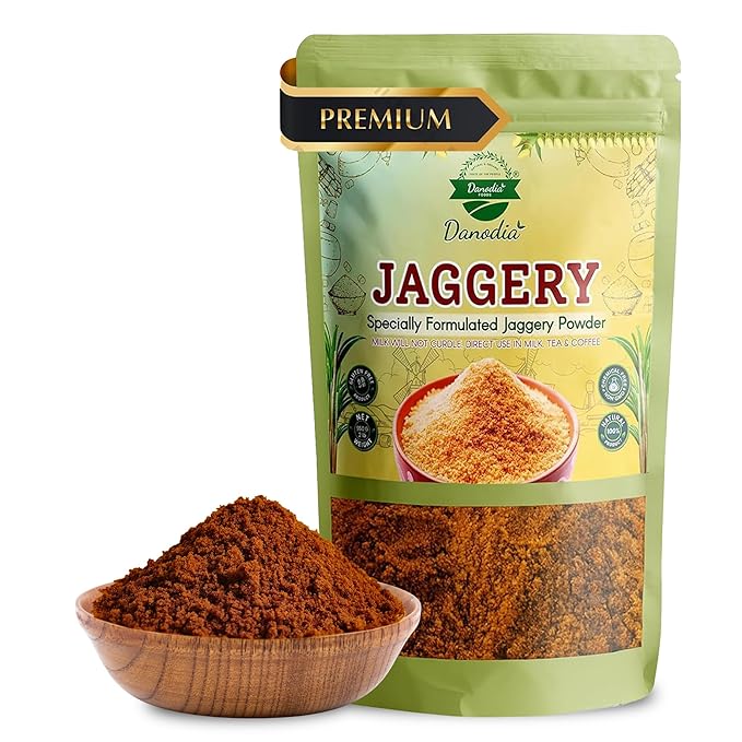 Danodia Foods Organic Jaggery Powder (2 lbs/950G) | Gluten Free, Traditionally, No Anti Caking Agent, No Additives | Unique Sugar Substitute, Best Of Indian Sweetener (Resealable Pouch)