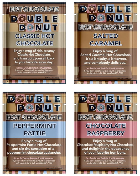 Gourmet Hot Cocoa Mix Variety Pack - Classic, Chocolate Raspberry, Salted Caramel, & Peppermint Hot Chocolate Mix Sets - 32 Count