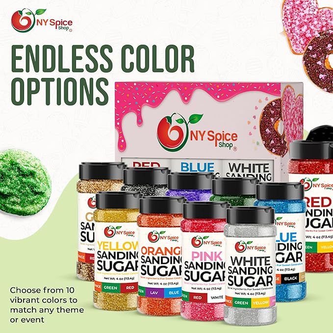 NY Spice Shop Green Sanding Sugar - 4 Ounce Sweet Colorful Edible Sprinkles For Candy Dish - Sugar Sprinkles For Cake Decorating Basket & Dishes