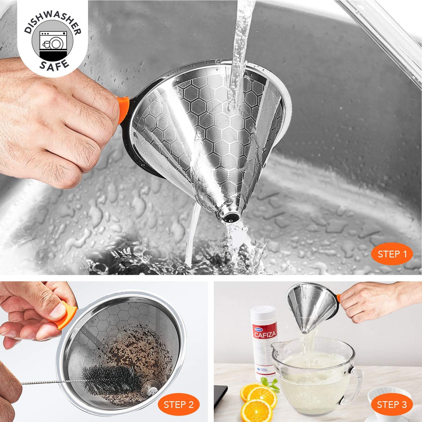 E-PRANCE Pour Over Coffee Dripper, Stainless Steel Coffee Filter Reusable Pour Over Coffee Filter