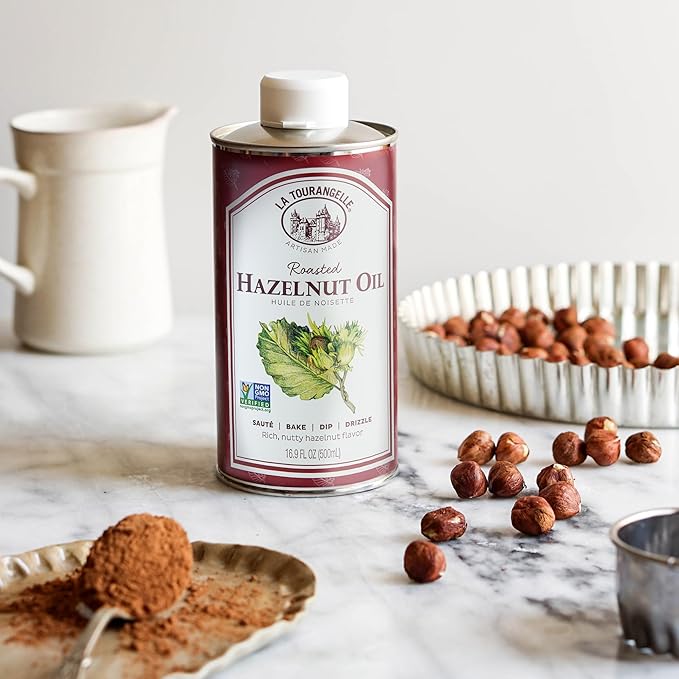 La Tourangelle Roasted Hazelnut Oil, High-Oleic Oil Great for Baking, Stir-Frying, and Vinaigrettes, 16.9 Fl Oz
